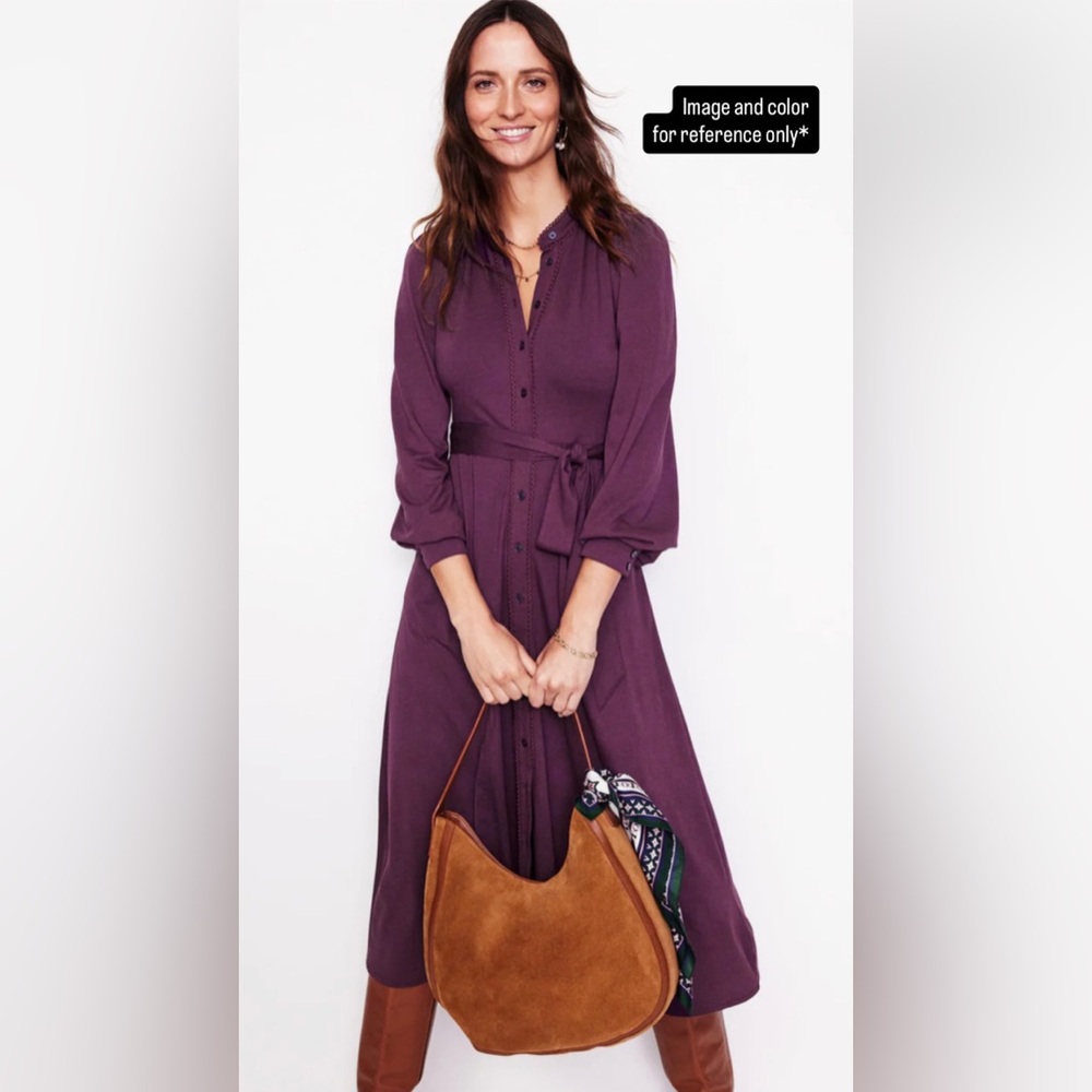 NWT Boden Rowena Trim Jersey Shirt Dress in Blue, Size 8R